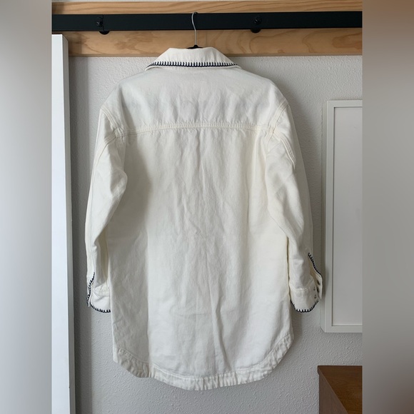 NWT Anthropologie Tillie Relaxed Denim Whipstitch Shacket COTTAGECORE, Size XS - Picture 8 of 8